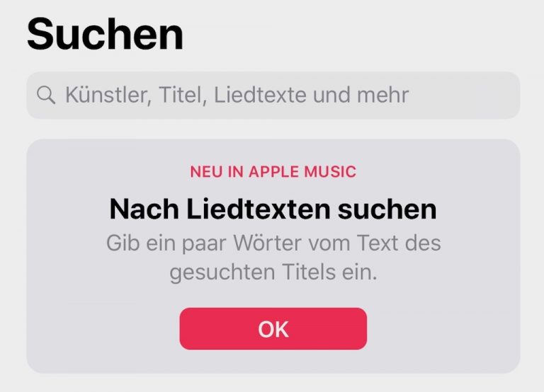 Apple Music: Songtext-Suche ist jetzt auch in Deutschland möglich