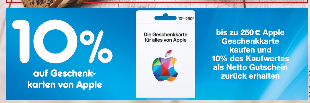 Apple Gift Card kaufen und Netto-Gutschein erhalten