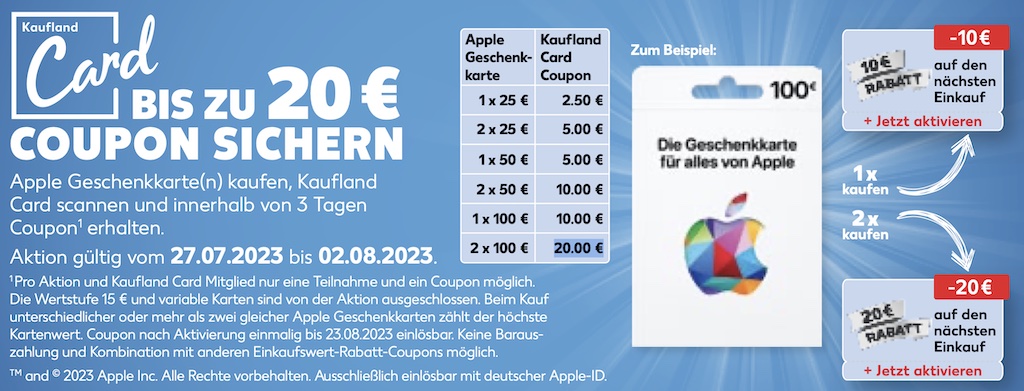 10% Sofort-Rabatt auf Apple Gift-Cards & weitere Guthabenkarten